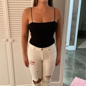 Black ribbed body suit